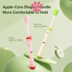 🩰PinkPaws Bàn chải đánh răng lông mềm Fun Apple dành cho trẻ em: Lông bàn chải dày nhẹ nhàng chăm sóc nướu nhạy cảm. 5