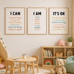 Bộ 3 Tranh Treo Tường Trẻ Em Màu Sắc Sặc Sỡ Câu Nói Khích Lệ Tích Cực Trang Trí Phòng Bé Lớp Học Mầm Non 4