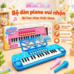Đàn Piano Mini 32 Phím Đa Chức Năng Cho Bé MimiToys - Kèm Micro, Có Nhạc Và Hỗ Trợ Học Âm Nhạc Sớm 1