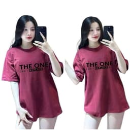 (  Áo Thun MỎNG )  Áo Thun Cotton Form Oversize Unisex Nam Nữ Đơn Giản Basic Mặc Hằng Ngày chữ THE ONE 2