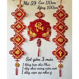 Set 3 Món Decor Tết 2027 Trang Trí Nhà Cửa & Cửa Hàng – Mành Treo Chữ Tết + Dây Vạn Sự Như Ý + Dây Chúc Mừng Năm Mới 4