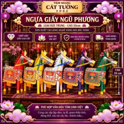 Ngựa Giấy Hàng Bắc Ninh (Cao 35cm) Cúng Quan Thần Linh, Cúng Trạng, Thánh Mẫu, Tạ Đất, Giải Hạn - Tiệm Nhang Cát Tường 5