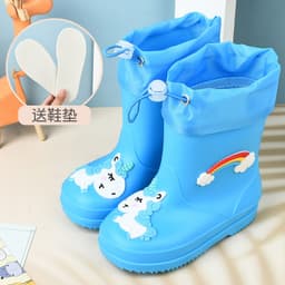 Giày mưa bé gái trai - Đế chống trượt lót lông ấm, nắp eo không chảy nước, hình tranh châm biếm công chúa【Đề xuất bạn chọn size lớn hơn một size ạ.】 7