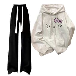 Sét bộ thu đông Quần dài ống rộng dây bản to màu đen +  áo HOODIE xám tiêu-cờ mỹ 5