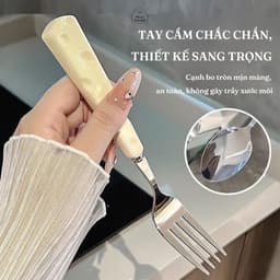 Bộ Thìa Đũa Muỗng Dĩa Inox 304 Cán Hình Phô Mai- Bộ Thìa Dĩa Inox 304 Cao Cấp Chống Gỉ Dễ Thương  VOICON-[TTA11] 3