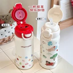 Bình giữ nhiệt hoạt hình dạng nắp bấm tròn giữ nhiệt tốt nhờ ruột inox 304 cao cấp thiết kế cute - pastel VOICON-[CU22] 5
