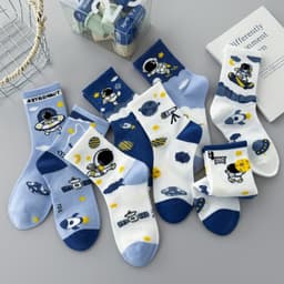Set 10 Đôi Tất Trẻ Em Cao Cổ Phi Hành Gia Astronaut Cotton Mềm Size M-L 3-12 Tuổi 4