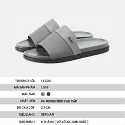 [4-25/9 TẶNG QUÀ TRUNG THU 599K] Dép Nam Quai Ngang LECOS LG59 Da Microfiber Đế Cao Su Chống Trượt Dạo Phố 8