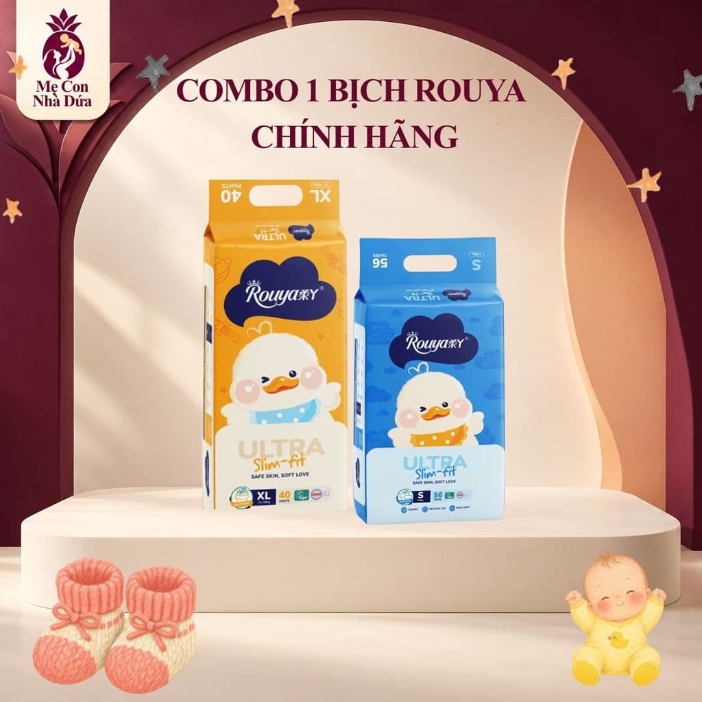 [ KÈM QUÀ ] 1 BỊCH Tã/bỉm ROUYA siêu thấm, lành tính cho bé size NB,S,M,L,XL,XXL,XXXL
