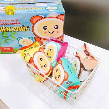 LOẠI XỊN Khăn ướt Thiên Phúc 120 tờ Hình Gấu An Toàn, Không Mùi, Không Kích Ứng Cho Bé Yêu.