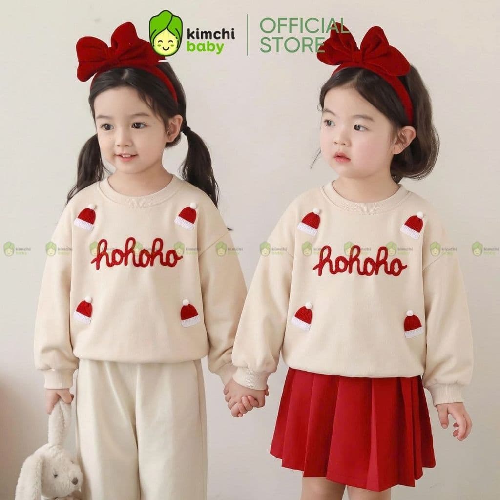 [10-29KG] Áo Nỉ Giáng Sinh Cao Cấp Cho Bé Trai, Bé Gái KIMCHIBABY Vải Nỉ 2 Da Premium Dày Mịn Ấm Họa Tiết Noel AN602