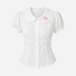 Áo sơ mi kiểu cổ bèo dáng ôm có dây cột eo tăng chỉnh tôn dáng in nơ hồng ở cổ SS036INNO - Fashion 73 9