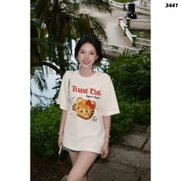 Áo Thun HY KORÉ Toast Cat 3441 Form Rộng Localbrand Oversize Unisex Vải Cotton 75% Nam Nữ Mặc Đẹp 4