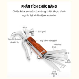 Búa thoát hiểm ô tô búa đa năng 7 trong 1 thép không gỉ 8