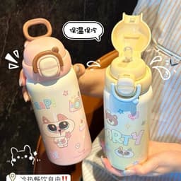 Bình giữ nhiệt hoạt hình dạng nắp bấm tròn giữ nhiệt tốt nhờ ruột inox 304 cao cấp thiết kế cute - pastel VOICON-[CU22] 7