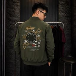 Áo khoác Gió Bomber Hoạ tiết TOKYO chất gió 2 lớp bo gân thời trang cao cấp 4