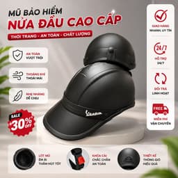 [ĐẠT CHUẨN AN TOÀN] Mũ Bảo Hiểm Lưỡi Trai Nam Nữ Vespa Khoét Lỗ Có Chừa Đuôi Tóc Thời Trang size 52-58cm 6