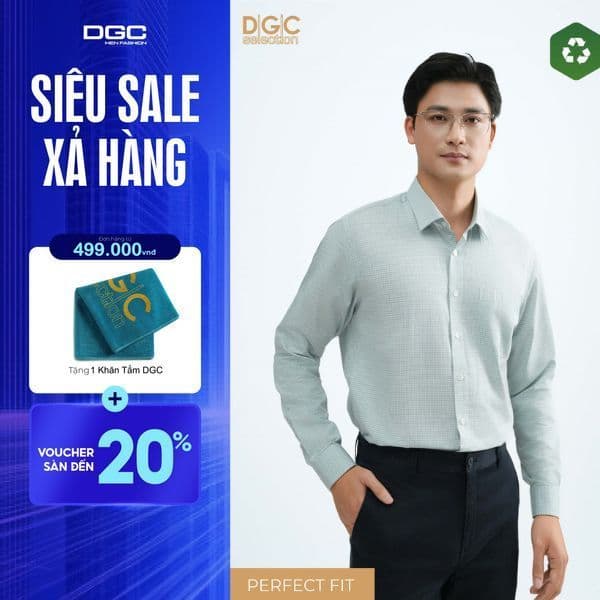 Áo Sơ Mi Dài Tay DGC Dáng Ôm Perfect Fit, Phong Cách Trẻ Trung, Chất Vải Mềm Nhẹ - SASDBD55M-S