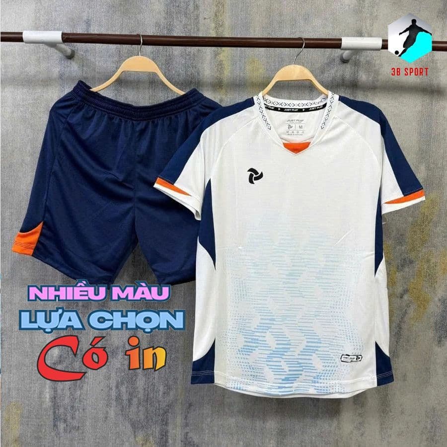 (Nhiều màu - Có in)[Chính Hãng Justplay ]Bộ Quần Áo Bóng Đá Justplay Raider Trắng, Chất vải MK11.2 thoáng mát ko nhăn