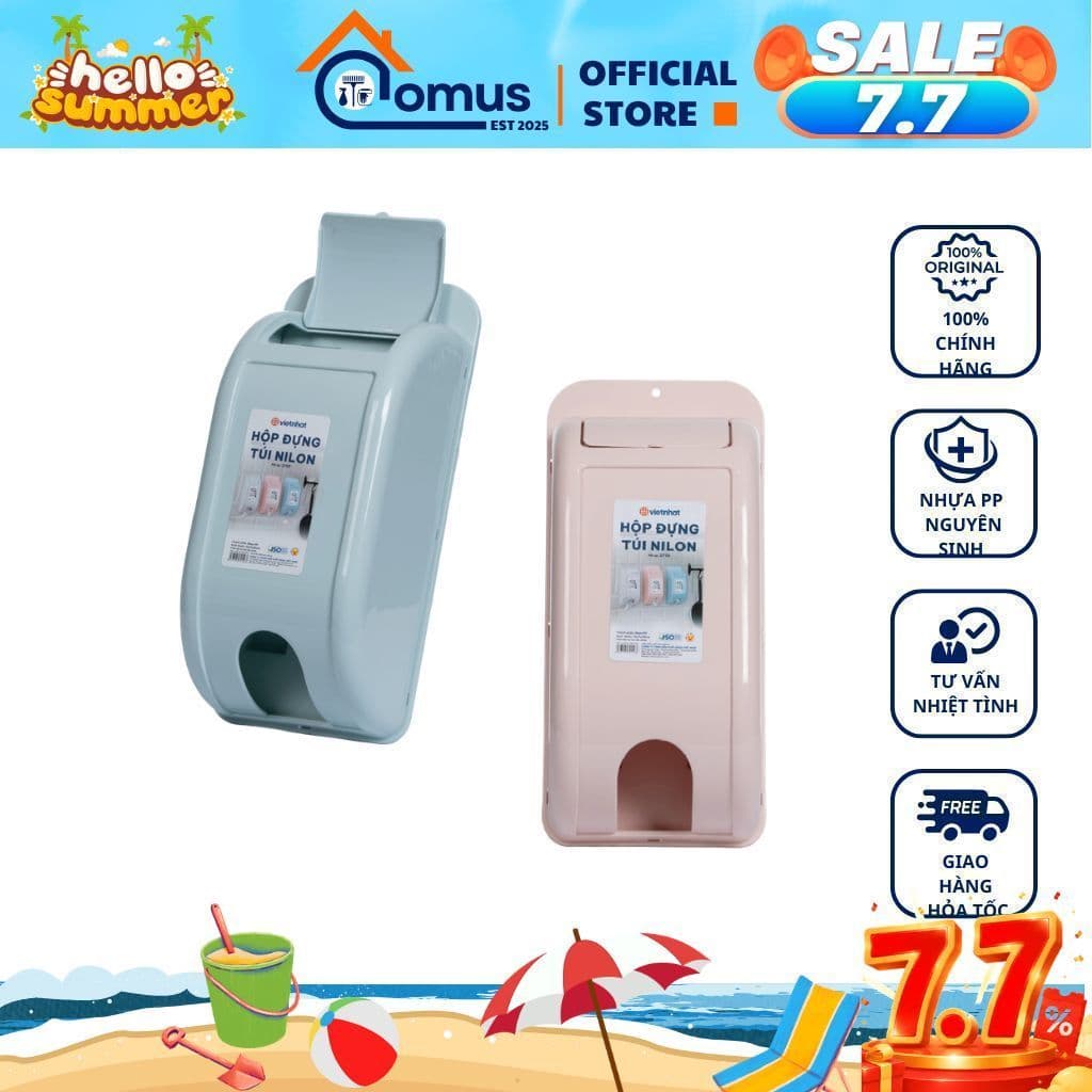 Hộp Treo Tường Đựng Túi Nilon Việt Nhật 2755, Hộp Nhựa Bảo Quản Túi Có Nắp Bật Tiện Dụng - DOMUS