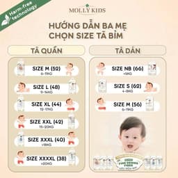(COMBO 4BỊCH) BỈM MOLLY KIDS HÀN QUỐC MỎNG MỀM THẤM HÚT TỐT CHO BÉ 2