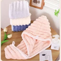 Khăn quấn ủ tóc nhung vân sóng thấm hút nước nhanh khô sau khi gội đầu 6