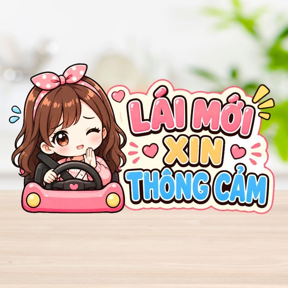 Decal Dán Nữ Lái Mới - Chibi Xinh Cute, Dễ Thương, Tạo Điểm Nhấn Độc Đáo Cho Chiếc Xe Của Bạn!