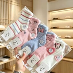 Set 10 Đôi Tất  Cổ Cao Trẻ Em Cotton Cho Bé Từ 1-12 Tuổi Hoạ Tiết Đáng Yêu Phù Hợp Bé Trai Và Bé Gái 7