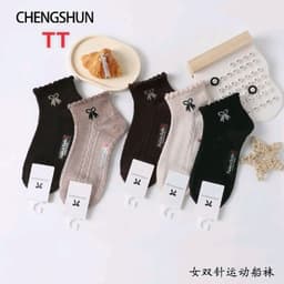 Tất Cổ Ngắn Nữ Viền Bèo Thêu Nơ Hàn Quốc - Set 10 Đôi Vớ Nữ Cotton Co Giãn Thoáng Mát 4