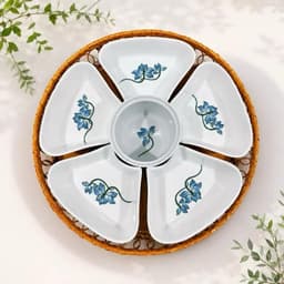 [GOCHY] Bộ Bát Đĩa Hoa Mai 5 Cánh Kèm Khay Mây 33CM Làm Mâm Cúng Bàn Thờ Thần Tài, Mâm Chè, Mâm Xôi Siêu xᶖnh, Ý Nghĩa 7