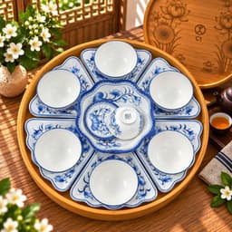 [GOCHY] Bộ Bát Đĩa Hoa Mặt Trời Họa Tiết Hoa Sen Chất Liệu Gốm Sứ Ceramic Bát Tràng Cao Cấp Trang Trí Mâm Cơm Sang Trọng 7