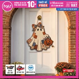 [Hỏa tốc HCM ] Halloween Chào Mừng Dấu Hiệu Cửa Cao 40cm, Phong Cách Mộc Mạc Trắng-Clad Chủ Đề Ma Cửa Treo, Hafu House 8
