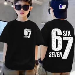 Áo thun bé trai số 67 họa tiết in trên mặt trước và sau tay ngắn Cotton nguyên chất thoải mái khi mặc quần áo thời trang mùa hè không nóng bỏng Có nhiều kích cỡ. 1