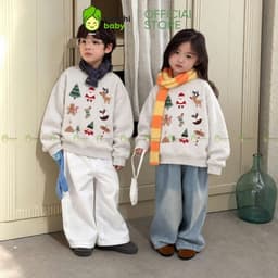 [10-29KG] Áo Nỉ Giáng Sinh Cho Bé Kimchibaby Vải Nỉ 2 Da Cao Cấp Dày Mịn Ấm, Áo Sweater Thu Đông Họa Tiết Noel AN602 3