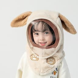 Mũ Lông Trùm Đầu Có Kính Chắn Gió, Chống Bụi, Kín Cổ Có Thể Tháo Rời Cho Bé từ 9-30 kg mũ kính tiện dụng 1