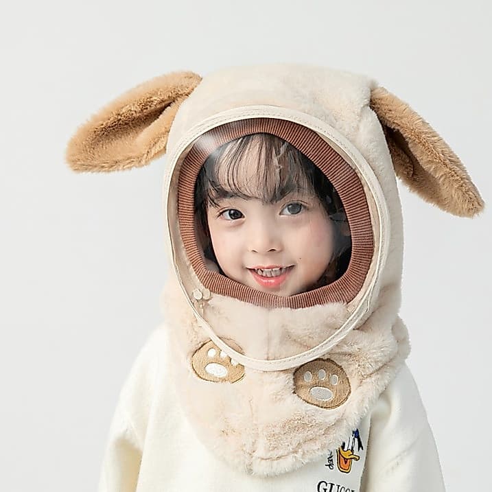 Mũ Lông Trùm Đầu Có Kính Chắn Gió, Chống Bụi, Kín Cổ Có Thể Tháo Rời Cho Bé từ 9-30 kg mũ kính tiện dụng