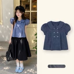 Áo babydoll cổ sen 6 cúc xinh xắn kiểu kẻ caro siêu hot - Fashion 73 3