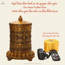 [Amrita]Kinh luân điện bánh xe cầu nguyện Om Mani Padme Hum 23500 chân ngôn kèm nhạc và điều khiển từ xa - CXNP530 1