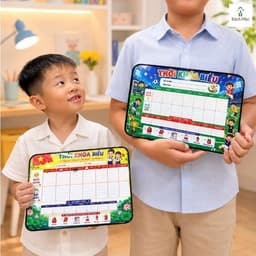 Bảng Cửu Chương, Bảng Thời Khóa Biểu Tráng Gương Cao Cấp - Tặng Bút Viết - KT 20x30cm - Quà Tặng Học Sinh - Bách Mộc 5