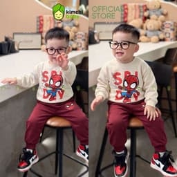 [10-29kg] Bộ Thu Đông Vải Nỉ 2 Da Cao Cấp Dày Mịn Ấm Cho Bé Trai  KIMCHIBABY Họa Tiết Siêu Anh Hùng Người Nhện BN601 3