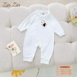 BD41. Bộ body liền thân body dài tay bé trai bé gái sơ sinh Zinzin viền bèo chất petit mềm mịn mát co dãn 4 chiều 8