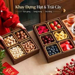 Khay đựng mứt tết kèm hũ nhựa, khay đựng bánh kẹo chia ngăn, thiết kế sang trọng, nắp kín chống bụi, chống bẩn 2