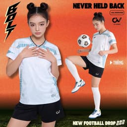 [Chính hãng CV Sport] [Nhận in tên số theo yêu cầu] Quần Áo Bóng Đá CV Bolt Trắng vải C-Airmaxx siêu nhẹ Cao Cấp 7