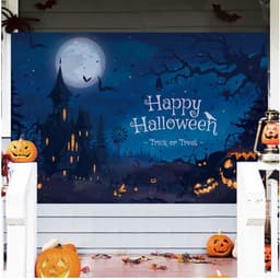Rèm Phông Nền Polyester Chủ Đề Halloween Trang Trí Nhà Cửa In Bạt Tặng Kèm móc dán treo tường 6