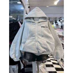 Áo khoác nỉ unisex dài tay màu xám có mũ 2 lớp và khóa kéo năng động cho mọi lứa tuổi-linhhai98 4