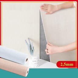 [ Combo 5 Cuộn 10M]xốp dán tường vân vải cao cấp có lớp nhôm cách nhiệt, chống ẩm sẵn keo bóc dán, 1 cuộn 10mx5cm 8