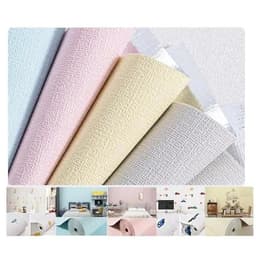 [ Combo 5 Cuộn 10M]xốp dán tường vân vải cao cấp có lớp nhôm cách nhiệt, chống ẩm sẵn keo bóc dán, 1 cuộn 10mx5cm 6