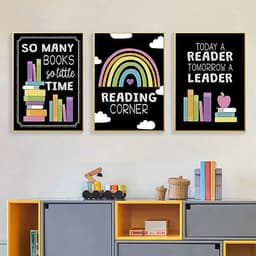 Bộ 3 Tranh Treo Tường Cho Bé Màu Sắc Sặc Sỡ Poster Cảm Hứng Tiếng Anh Trang Trí Góc Đọc Sách Phòng Học Tại Nhà 2