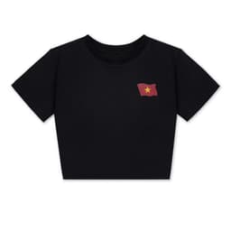Size free 28-45KG Áo thun nữ CROPTOP co giãn họa tiết - cờ  LOGGO VN 4