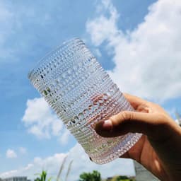 Bộ 6 ly cốc thuỷ tinh dáng trụ hoạ tiết giọt nước chấm bi dung tích 440ml 5